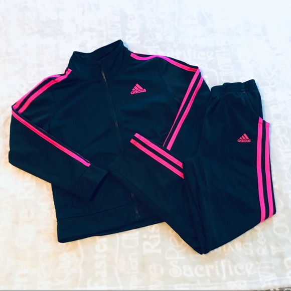adidas Other - EUC Adidas girls black & pink track suit